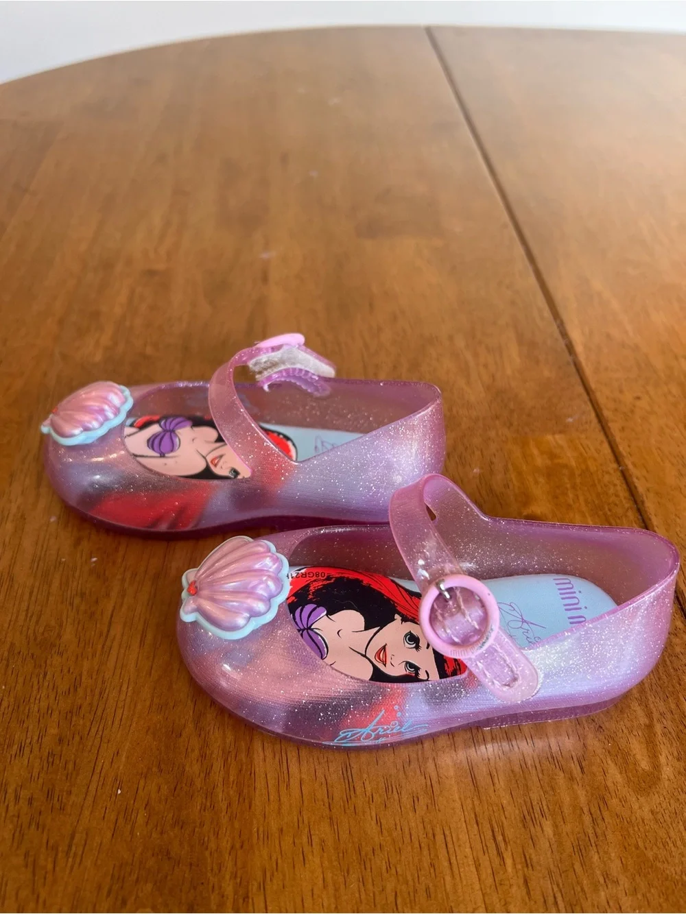 Mini Melissa Girls Pink Glitter Ariel Jelly Dress Shoes